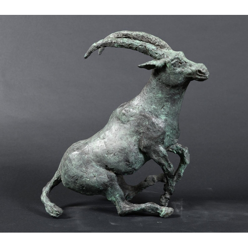 762 - BRONZE SCULPTURE OF AN ANTELOPE a verdigris bronze sculpture of an antelope, unsigned possibly by Te... 