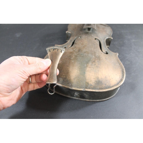 763 - CAST OF A BRONZE VIOLIN a cast of a full length violin, complete with tailpiece which can be removed... 