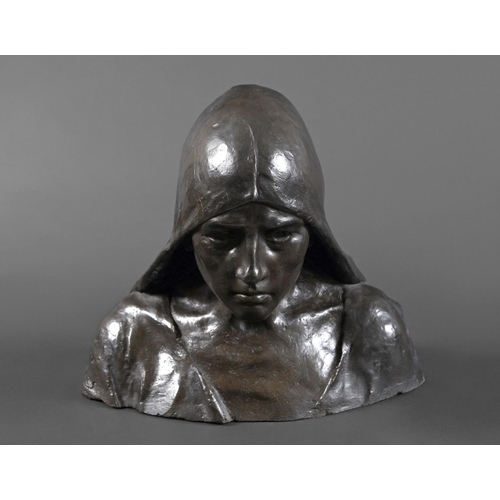 764 - AFTER EMILE JESPERS (1862-1918) - BRONZE BUST OF A LADY a contemporary bronze after Emile Jespers, t... 