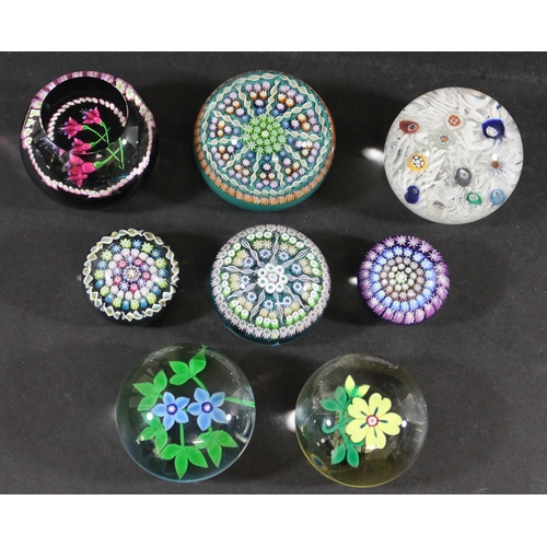 820 - PAPERWEIGHTS including a Whitefriars Scottish Fushcia's paperweight, a Strathearn lace and cane pape... 