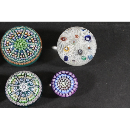 820 - PAPERWEIGHTS including a Whitefriars Scottish Fushcia's paperweight, a Strathearn lace and cane pape... 