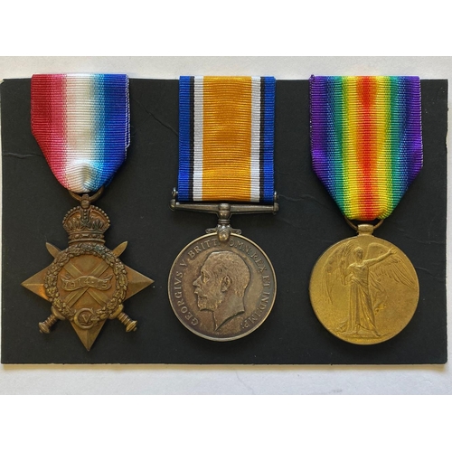 102 - A FIRST WORLD WAR TRIO TO THE NOTTS AND DERBY REGIMENT. A Great War Trio comprising 1914-15 Star nam... 