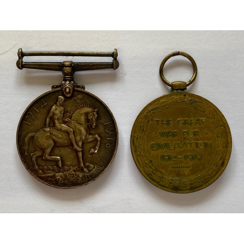 111 - A FIRST WORLD WAR PAIR TO THE BORDER REGIMENT. A Great War pair comprising War Medal and Victory Med... 