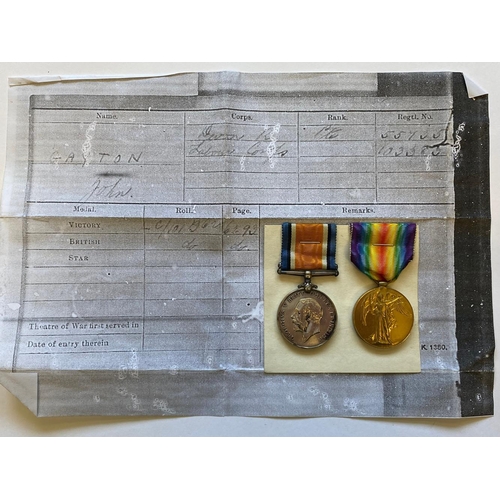 116 - A FIRST WORLD WAR PAIR TO THE DEVONSHIRE REGIMENT. A Great War pair comprising War Medal and Victory... 