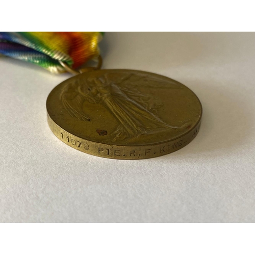 120 - A FIRST WORLD WAR VICTORY MEDAL TO THE HAMPSHIRE REGIMENT. A Great War Victory Medal named to 11078 ... 