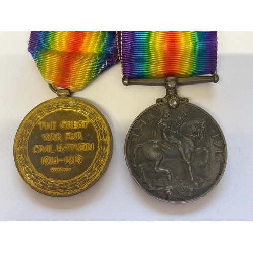 139 - TWO FIRST WORLD WAR PAIRS TO PROBABLE BROTHERS. A Great War Pair comprising War Medal and Victory Me... 