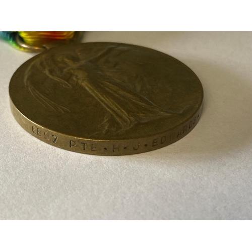 144 - A FIRST WORLD WAR VICTORY MEDAL TO THE EAST LANCASHIRE REGIMENT. A Great War medal named to 6897 H.J... 