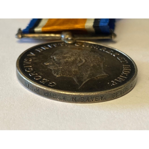 145 - A FIRST WORLD WAR PAIR TO THE DEVONSHIRE REGIMENT. A Great Wart pair comprising War Medal and Victor... 