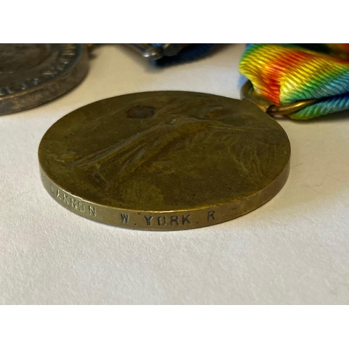 150 - A FIRST WORLD WAR PAIR TO THE WEST YORKSHIRE REGIMENT. A Great War pair comprising War Medal and Vic... 