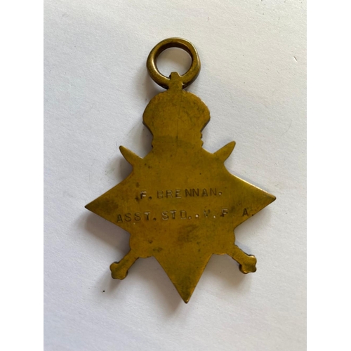 156 - A FIRST WORLD WAR VICTORY MEDAL TO THE MERCANTILE FLEET AUXILLERY. A 1914 - 15 Star named to F. Bren... 