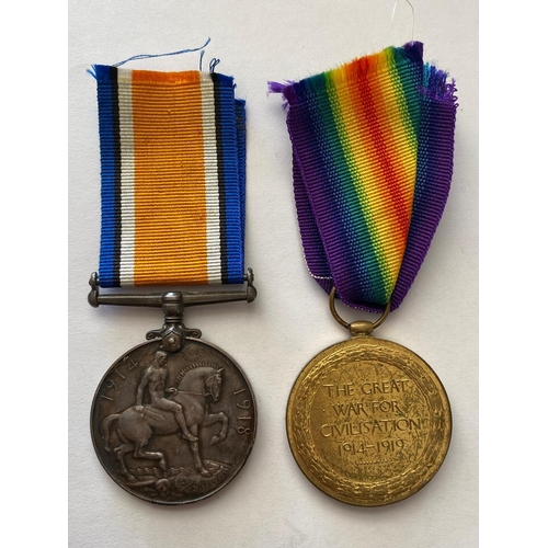 160 - A FIRST WORLD WAR PAIR TO THE NORTH STAFFORDSHIRE REGIMENT. A Great War Pair comprising War Medal an... 