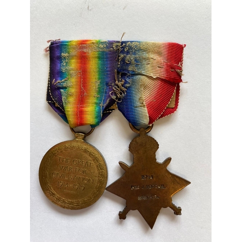 166 - A FIRST WORLD WAR STAR AND VICTORY MEDAL TO THE MANCHESTER REGIMENT. A 1914-15 Star named to 2794 Pt... 