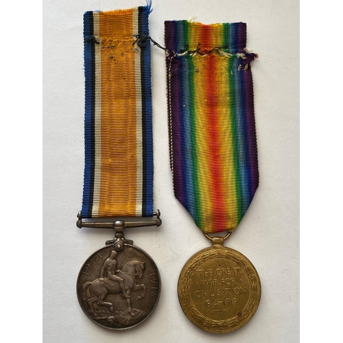 177 - A FIRST WORLD WAR PAIR TO THE NORTH STAFFORDSHIRE REGIMENT. A Great War Pair comprising War Medal an... 