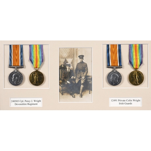 21 - FIRST WORLD WAR PAIRS TO BROTHERS. Two first World War Pairs comprising War Medal and Victory Medal ... 