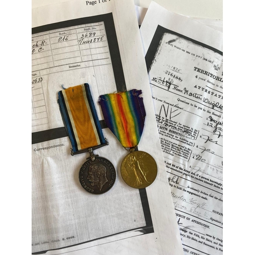 212 - A FIRST WORLD WAR PAIR TO THE MANCHESTER REGIMENT/ A.S.C. A Great War pair comprising War Medal and ... 