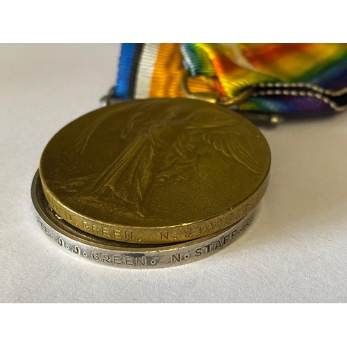 214 - A FIRST WORLD WAR PAIR TO THE NORTH STAFFORDSHIRE REGIMENT. A Great War pair comprising War Medal an... 