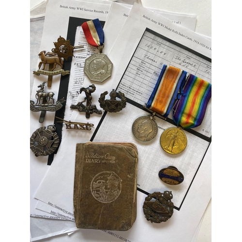 216 - A FIRST WORLD WAR PAIR AND EXTENSIVE ARCHIVE TO THE QUEEN'S REGIMENT. A Great War Pair comprising Wa... 