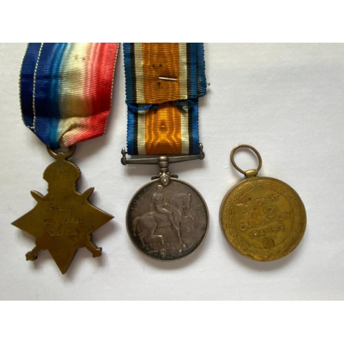 227 - A FIRST WORLD WAR TRIO AND MEMORIAL PLAQUE TO THE ROYAL LANCASTER REGIMENT. A Great War Trio compris... 