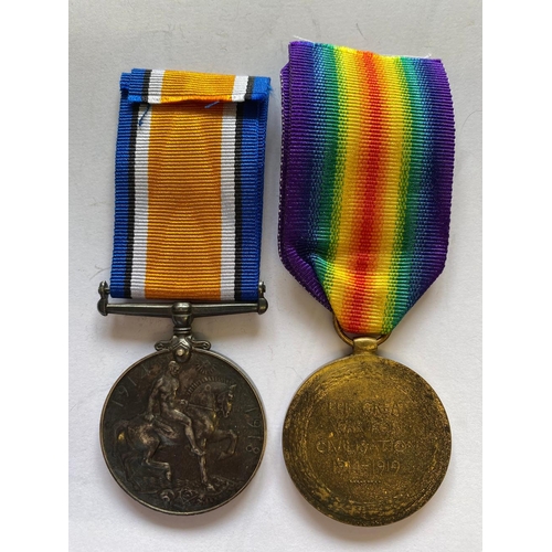 242 - A FIRST WORLD WAR CASUALTY PAIR TO THE SOUTH STAFFORDSHIRE REGIMENT. A Great War Pair comprising War... 