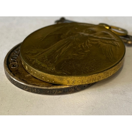 246 - A FIRST WORLD WAR PAIR AND MEMORIAL PLAQUE TO THE LONDON REGIMENT. A Great War pair comprising War M... 