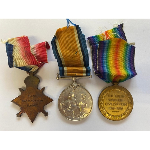 247 - A FIRST WORLD WAR CASUALTY TRIO TO THE BUFFS. A Great War Trio comprising 1914-15 Star named to G-57... 