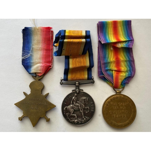 260 - A FIRST WORLD WAR CASUALTY TRIO TO THE ROYAL ENGINEERS. A Great War Trio comprising 1914-15 Star nam... 