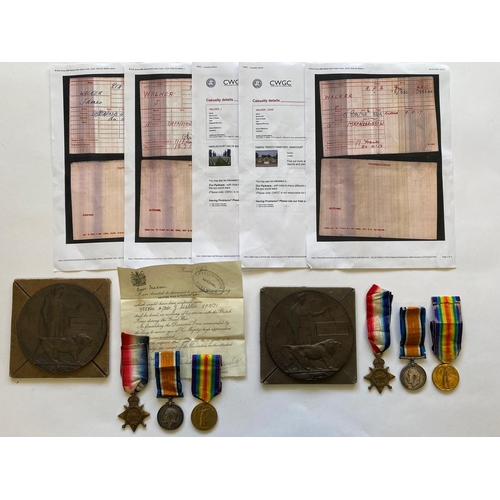 266 - FIRST WORLD WAR TRIOS AND MEMORIAL PLAQUES TO BROTHERS IN THE ROYAL FIELD ARTILLERY. A Great War Tri... 