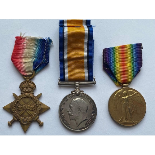 269 - A FIRST WORLD WAR CASUALTY TRIO TO THE RIFLE BRIGADE. A Great War Trio comprising 1914-15 Star named... 