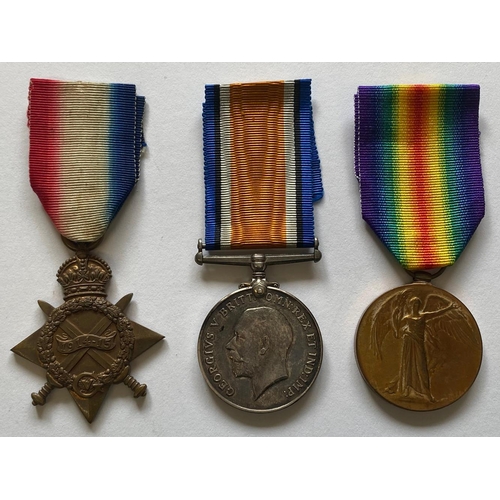 270 - A FIRST WORLD WAR CASUALTY TRIO TO THE ROYAL ARTILLERY. A Great War trio comprising a 1914-15 Star n... 