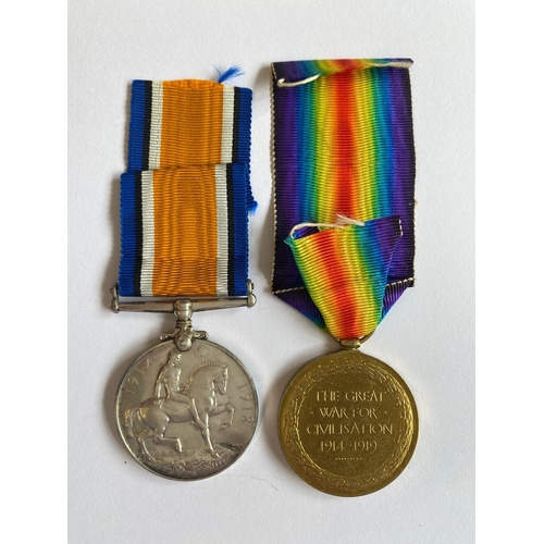 275 - A FIRST WORLD WAR CASUALTY PAIR TO THE SOMERSET/WILTSHIRE REGIMENT. A Great War pair comprising War ... 