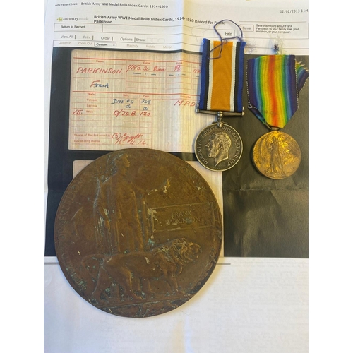 285 - A FIRST WORLD WAR PAIR AND PLAQUE TO THE KING'S OWN SCOTTISH BORDERERS. A Great War pair comprising ... 