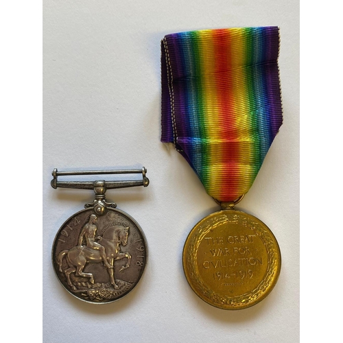 294 - A FIRST WORLD WAR CASUALTY PAIR TO THE MACHINE GUN CORPS. A Great war pair comprising War Medal and ... 