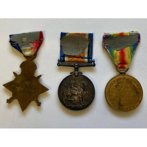 295 - A FIRST WORLD WAR CASUALTY TRIO TO THE ARTILLERY. A Great War trio comprising 1914-15 Star named to ... 