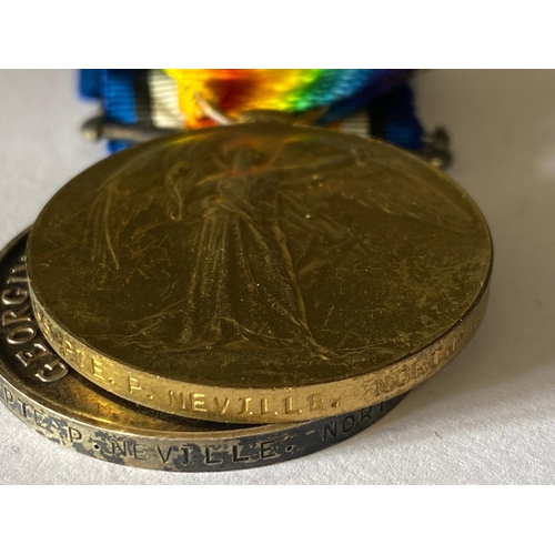 296 - A FIRST WORLD WAR TRIO AND MEMORIAL PLAQUE TO THE NORTHAMPTONSHIRE REGIMENT. A Great War Trio compri... 