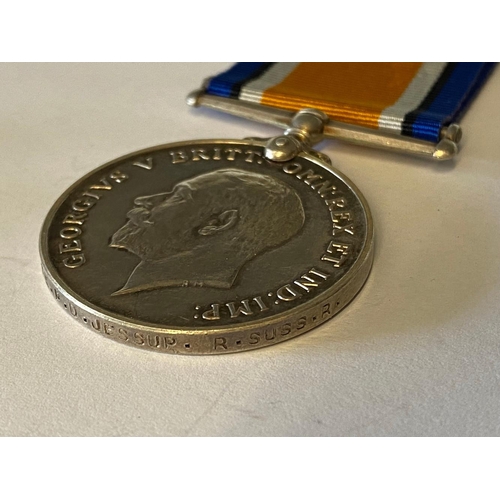 300 - A FIRST WORLD WAR CASUALTY PAIR TO THE ROYAL SUSSEX REGIMENT. A Great War pair comprising War Medal ... 