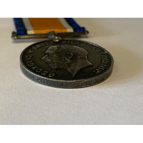 327 - A FIRST WORLD WAR CASUALTY PAIR TO THE LIVERPOOL REGIMENT. A Great War pair comprising War Medal and... 