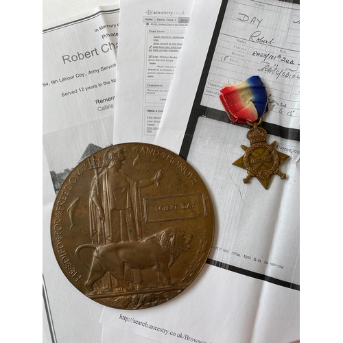 339 - A FiRST WORLD WAR MEMORIAL PLAQUE AND 1914-15 STAR TO THE SERVICE CORPS. A 1914-15 Star named to SS-... 