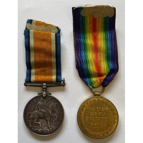 355 - A FIRST WORLD WAR CASUALTY PAIR TO THE DEVON REGIMENT. A Great War pair comprising War Medal and Vic... 