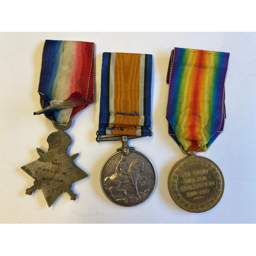 381 - A FIRST WORLD WAR CASUALTY TRIO TO THE RIFLE BRIGADE. A Great War Trio comprising 1914 Star with 5th... 