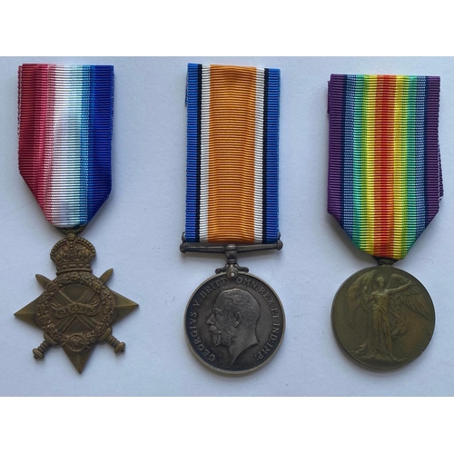 388 - A FIRST WORLD WAR CASUALTY TRIO TO THE SCOTS GUARDS. A Great War trio comprising 1914-15 Star named ... 