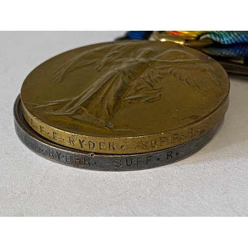 4 - A FIRST WORLD WAR PAIR TO THE SUFFOLK REGIMENT. A Great War pair comprising War Medal and Victory Me... 