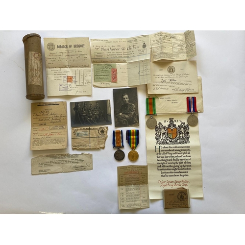 41 - FIRST AND SECOND WORLD WAR MEDALS AND PAPERWORK TO A DORSET FAMILY. A Great War pair named to 24411 ... 