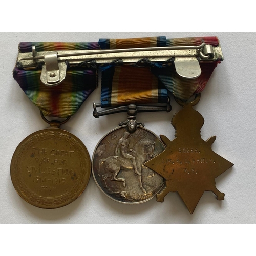 43 - A GREAT WAR TRIO TO THE ROYAL ENGINEERS. A Great War Trio comprising 1914-15 Star named to 60255 DVR... 