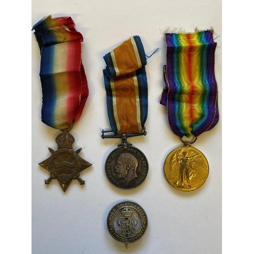 54 - A FIRST WORLD WAR TRIO AND SILVER WAR BADGE TO THE WEST YORKS REGIMENT. A Great War Trio comprising ... 