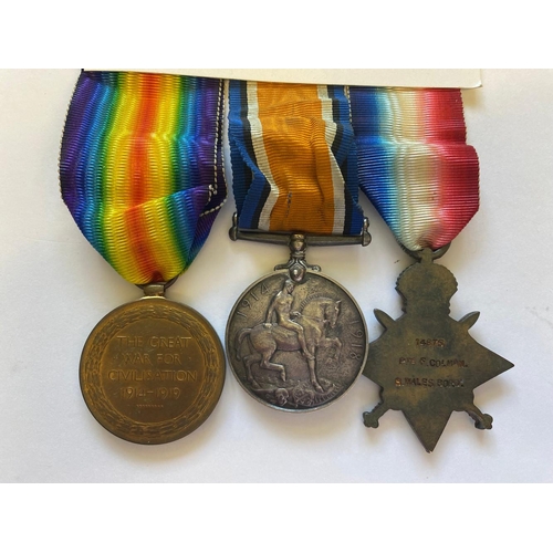 551 - A FIRST WORLD WAR CASUALTY TRIO TO THE SOUTH WALES BORDERERS. A Great War trio comprising 1914-15 St... 