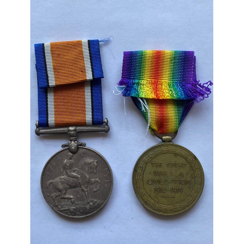 554 - A FIRST WORLD WAR CASUALTY PAIR TO THE ARMY SERVICE CORPS. A Great War Pair comprising War Medal and... 