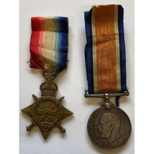 563 - A FIRST WORLD WAR CASUALTY STAR AND WAR MEDAL TO THE RIFLE BRIGADE. A Great War 1914-15 Star named t... 