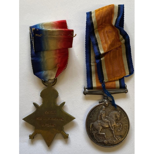 563 - A FIRST WORLD WAR CASUALTY STAR AND WAR MEDAL TO THE RIFLE BRIGADE. A Great War 1914-15 Star named t... 