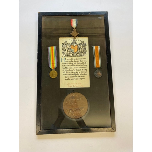 573 - A FIRST WORLD WAR TRIO AND PLAQUE TO A FIRST DAY OF THE SOMME CASUALTY FROM THE ROYAL BERKSHIRE REGI... 