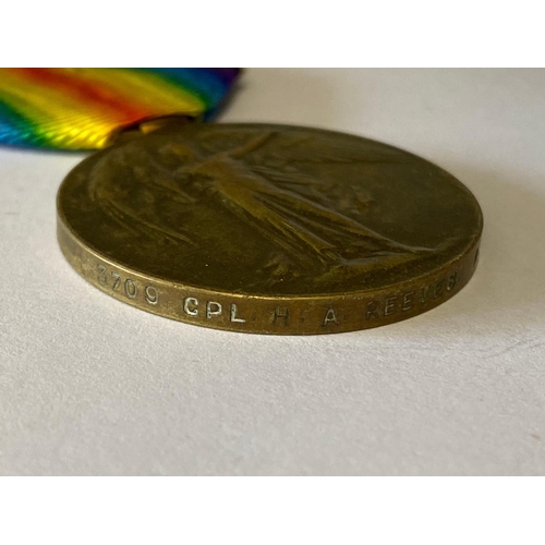 574 - A FIRST WORLD WAR VICTORY MEDAL TO A FIRST DAY OF THE SOMME CASUALTY IN THE WARWICKSHIRE REGIMENT. A... 